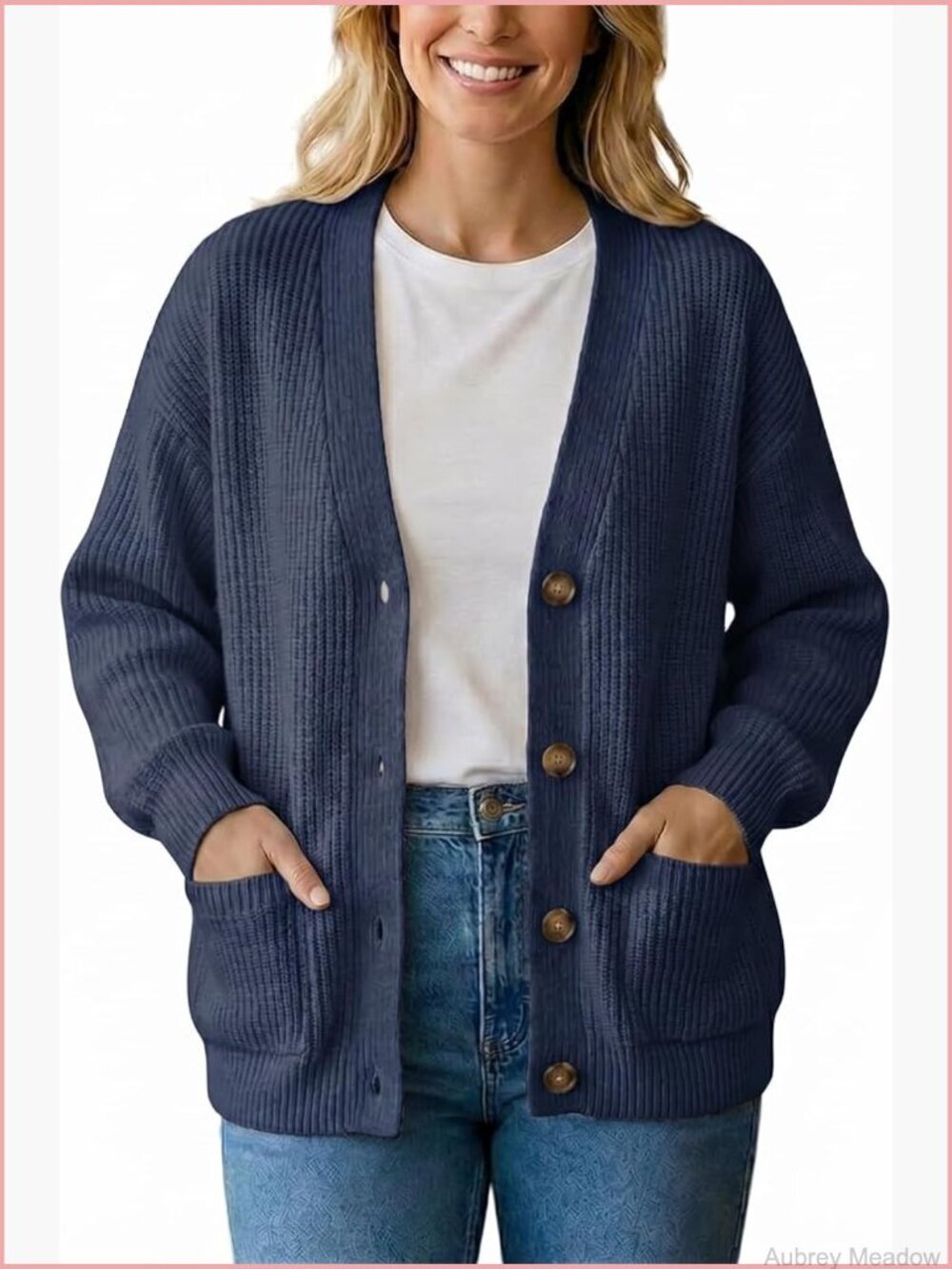 Long Sleeve Cardigan with Pockets Lightweight Open Front Knit